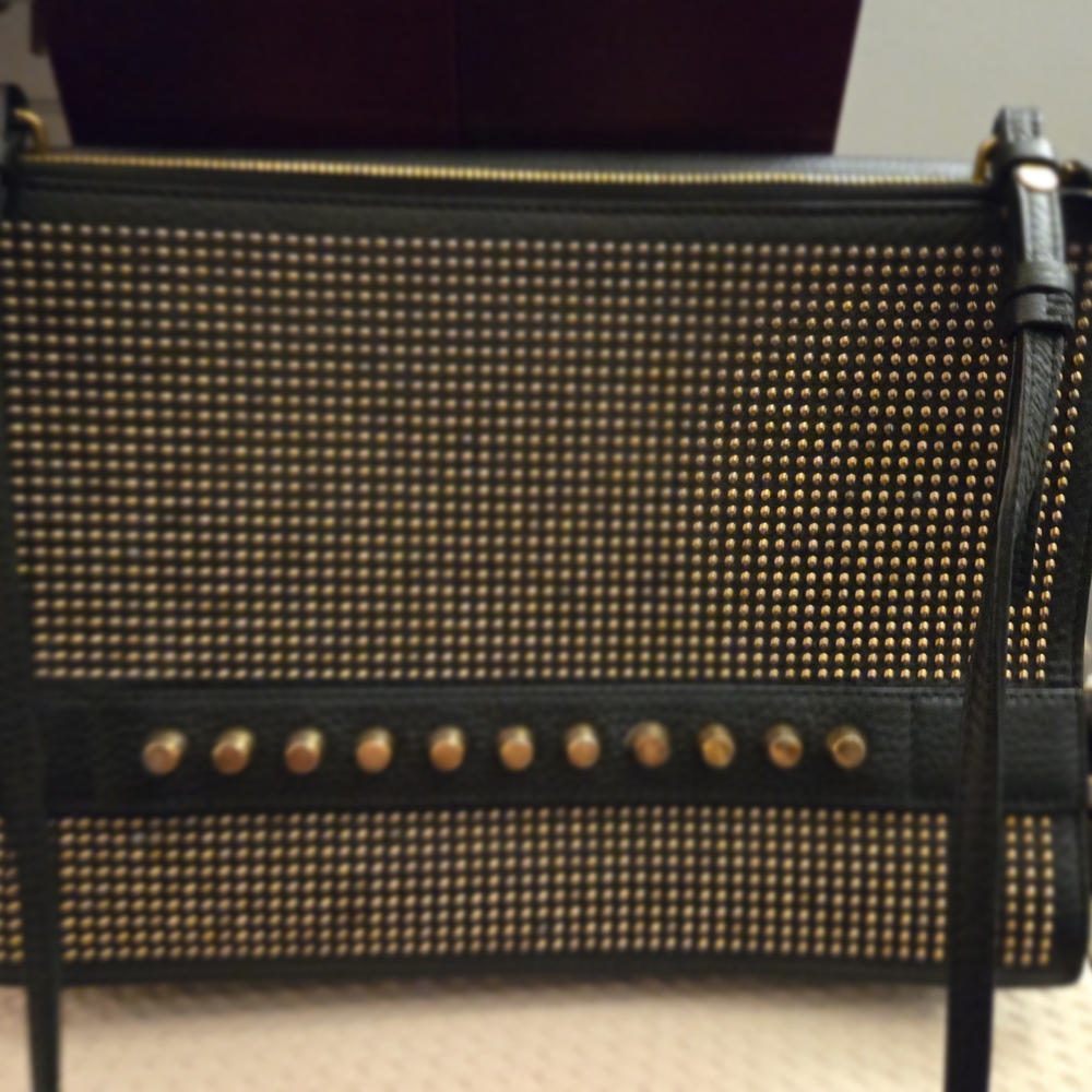 MCM Black and Gold Studded Crossbody Bag